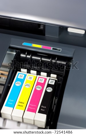 Closeup  of  printer ink cartridges for a color printer