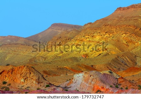 Color Mountains.Color sand valley . Negev desert . Israel