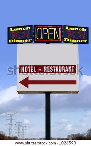 Several hotel-restaurant-lunch-diner billboards