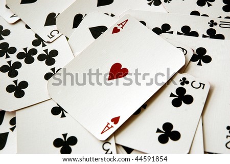 Heart Ace over black cards