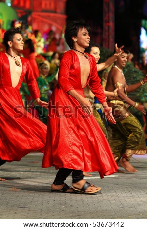 KUALA LUMPUR, MALAYSIA - MAY 21 : Participants perform a traditional Indian dance during the rehearsal of Colours of Malaysia Festival May 21, 2010 in Kuala Lumpur Malaysia.