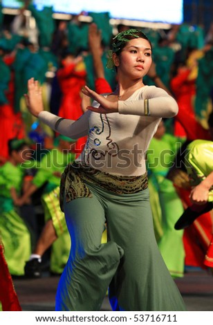 KUALA LUMPUR, MALAYSIA - MAY 21 : A female dancer performing a dance during the rehearsal of Colours of Malaysia Festival May 21, 2010 in Kuala Lumpur Malaysia.