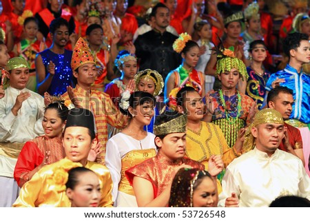 KUALA LUMPUR, MALAYSIA - MAY 21 : Dancers with colorful costume ready to performed during the rehearsal of Colours of Malaysia Festival May 21, 2010 in Kuala Lumpur Malaysia.