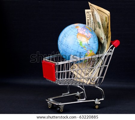 money,globe and shopping cart