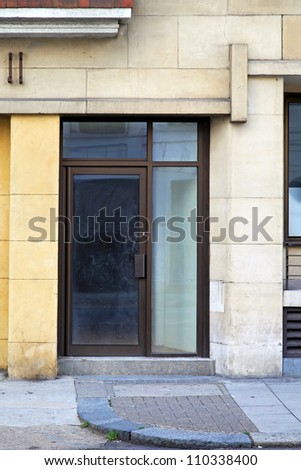 Glass door entrance in old commercial building