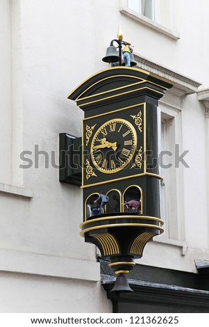 Decorative public clock with mechanical animated  figures