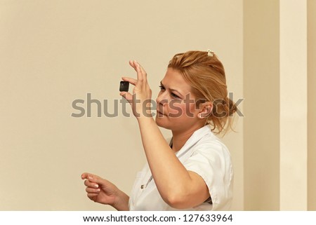 Dentist looking at X ray tooth scan