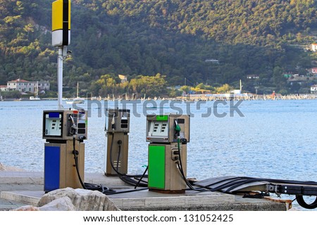 Marine fuel station for boats at Mediterranean sea
