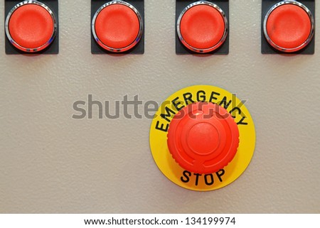 Big red button for emergency stop machinery