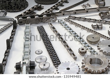 Roller chains with sporckets for motorcycles and cars
