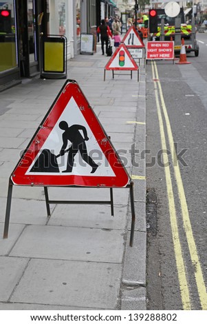 Traffic sign road works street repair maintenance