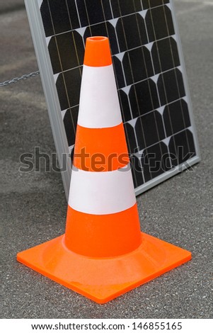 Solar panel installation and safety cone
