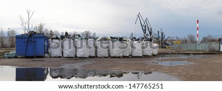 Big bags of sorted material for recycling