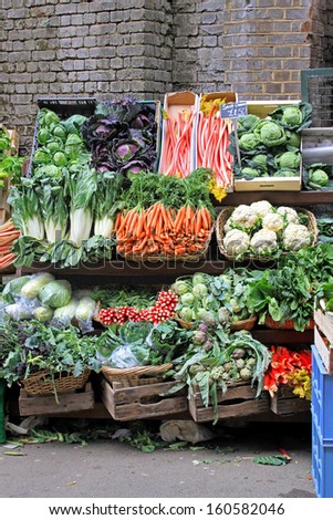 Market stall with varaity of organically grown vegetables