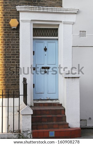 Old London house entrance with stairs