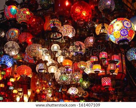 Chandeliers and lamps at Grand Bazaar in Istanbul