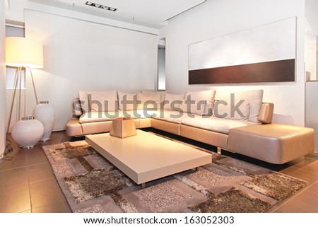 Modern Livnig Room With Big Corner Sofa