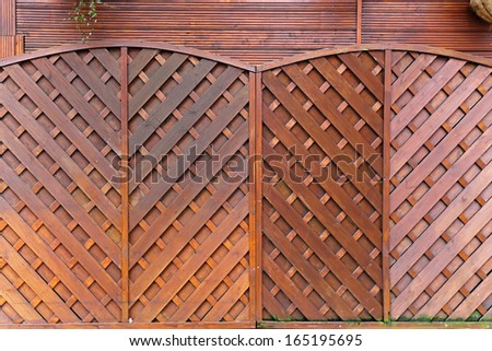 Brown wood fencing panels in garden