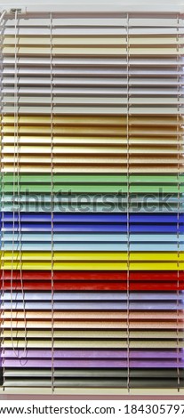 Aluminum window blinds in rainbow colors