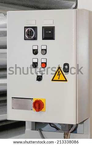 Electric control box with push buttons and switches