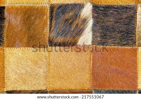 Close up shot of brown cow hide texture
