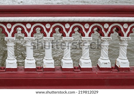 Decorative fence columns on Victorian architecture bridge