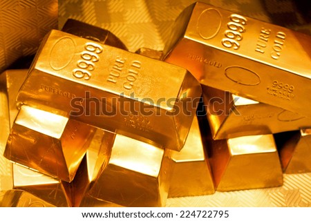 Close up shot of pure gold bars Close up shot of pure gold bars