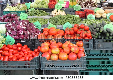 Fruits and Vegetables at Farmers Market