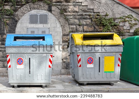 Separate recycling bins for municipal garbage collection