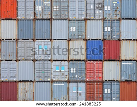 Stacked shipping containers at cargo terminal