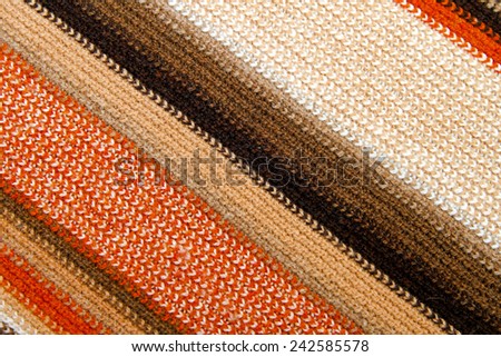 Diagonal pattern of colourful knitted wool scarf