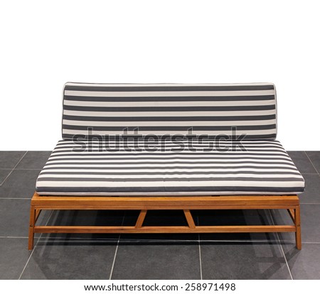 Outdoor style bench with straps cushion