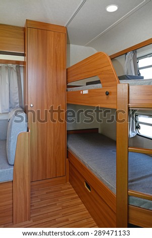 Bunk Bed And Closet in Camping Trailer