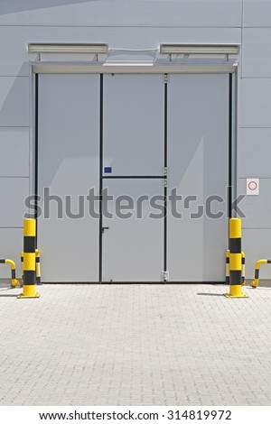 Big Door For Trucks With Safety Guards at Distribution Warehouse