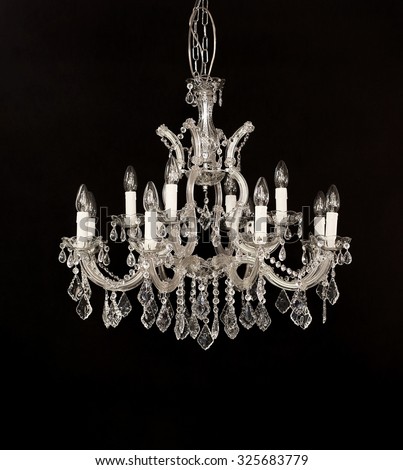 Classic Crystal Chandelier Isolated on Black Background