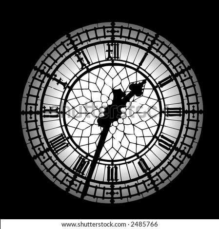 Big Ben black and white silhouette clock