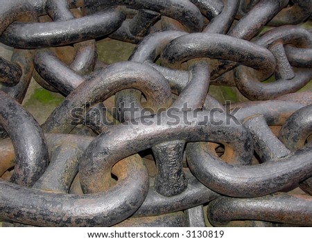 Big old and rusty anchor chain link