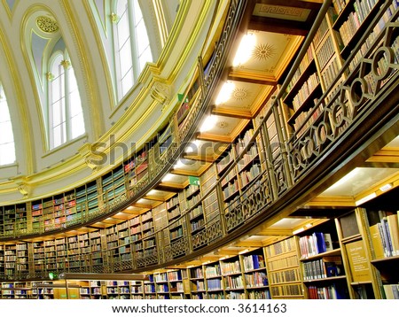 Big and old oval Victorian library room
