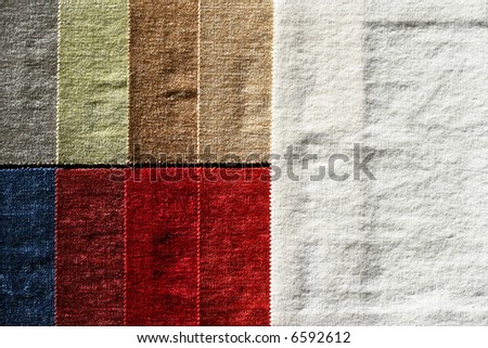Color palette sample picker of plush fabrics