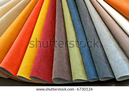 Color palette sample picker of leather material