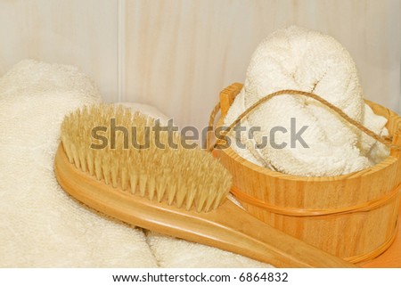 Sauna accessories towel brush and water bucket