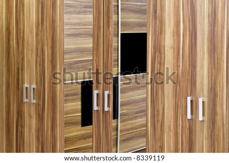 Wardrobe dresser doors made from textured wood