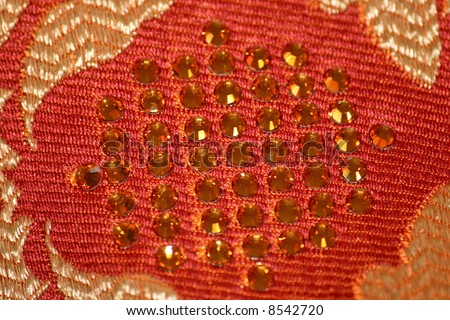 Luxury pattern fabric material with zircons applications