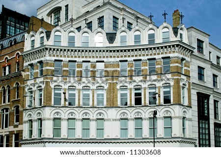 Classic London building facade from medieval period