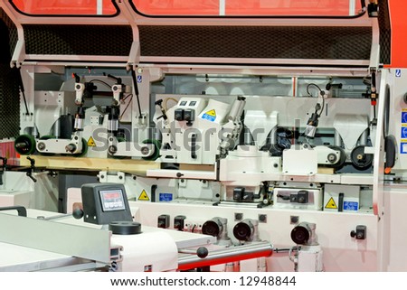 Interior of automatic line for woodworking machinery