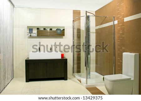 Classics bathroom with glass shower and big basin
