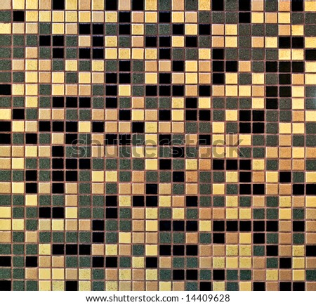 Golden tiles mosaic with black and grey