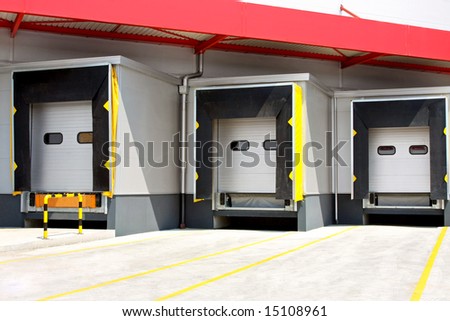 Loading warehouse deck with big cargo doors