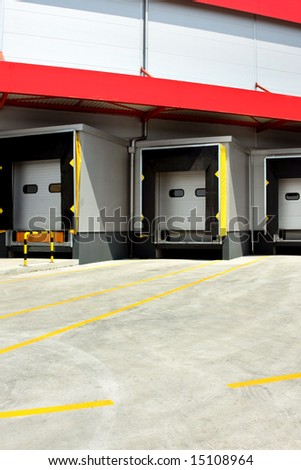 Loading warehouse deck with big cargo doors