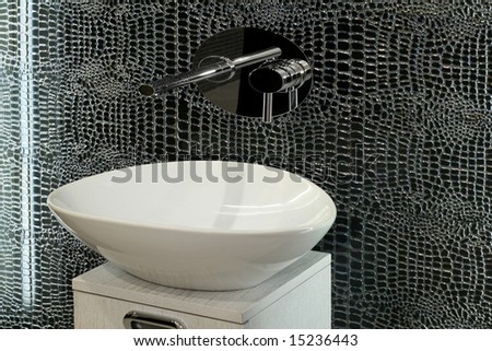 Artistic style oval basin with special mirror tiles